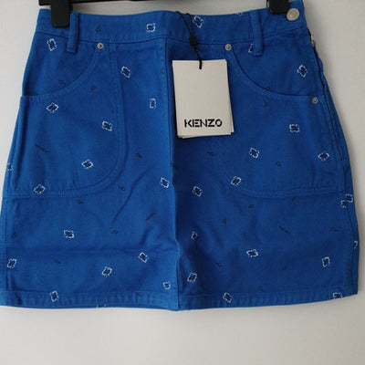 Kenzo Printed Denim Mini Skirt Blue Size 14 ****Ref V262