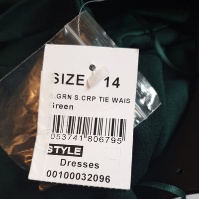 Quiz Dress Green Tie Waist Uk14**** Ref V26