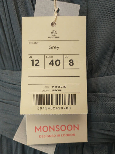 Monsoon Grey Dress. UK 12. **** Ref V27