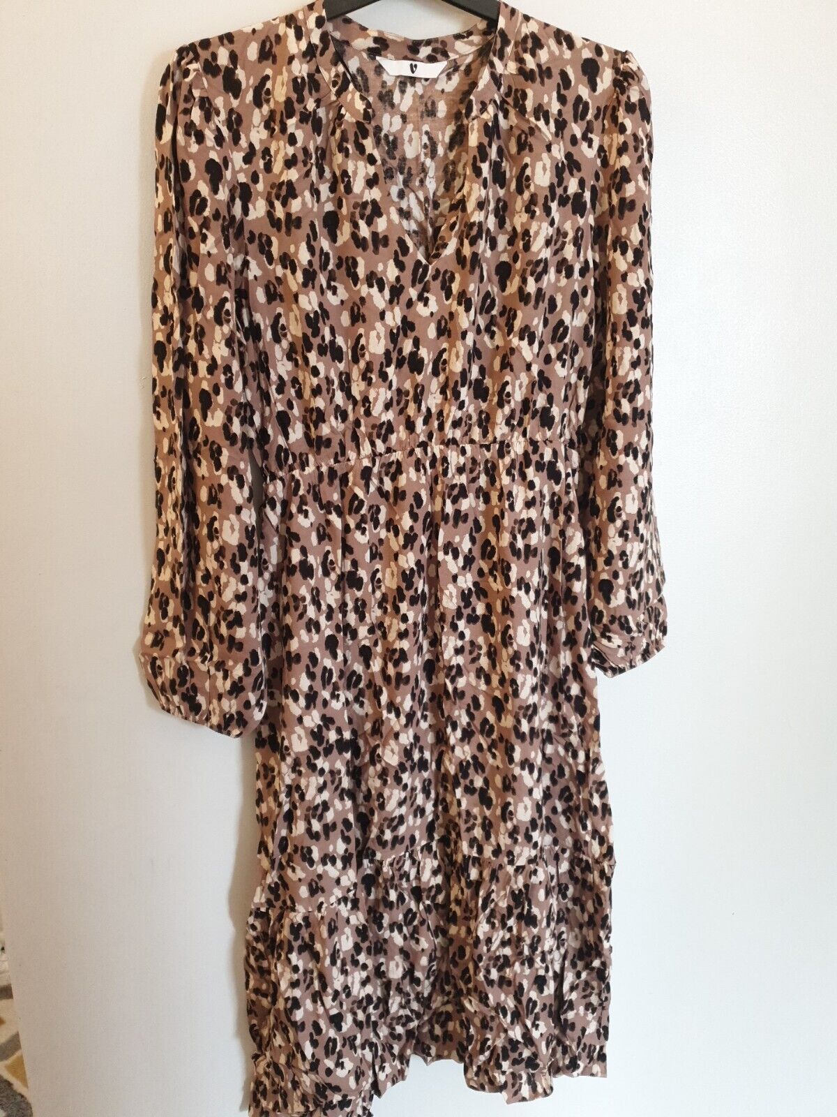 Animal Print Midi Dress Long Sleeve UK 16 **** V545