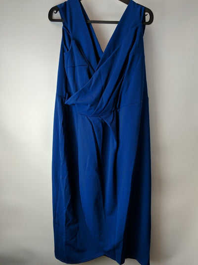 Quiz Royal Blue Bardot Wrap Midi Dress Size 18 **** V131