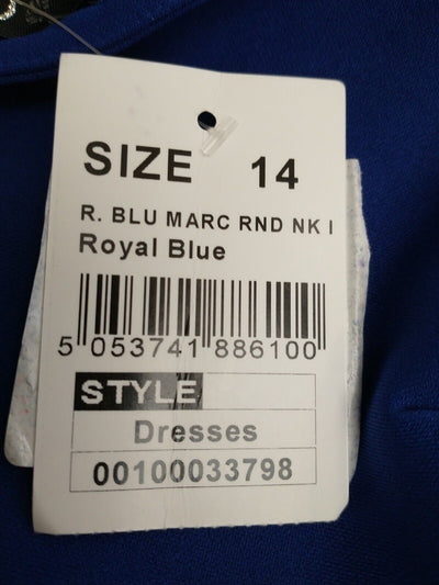 Quiz R. Blue Marc Round Neck Royal Blue Dress Size 14 ****Ref V112