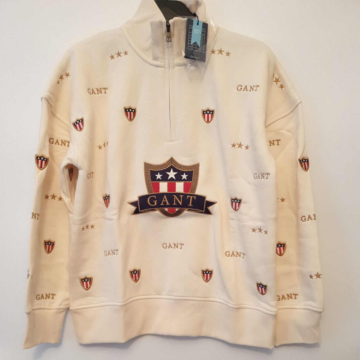 Gant Banner Shield Sweatshirt Half Zip Cream Boys Size 11-12yrs****Ref V66