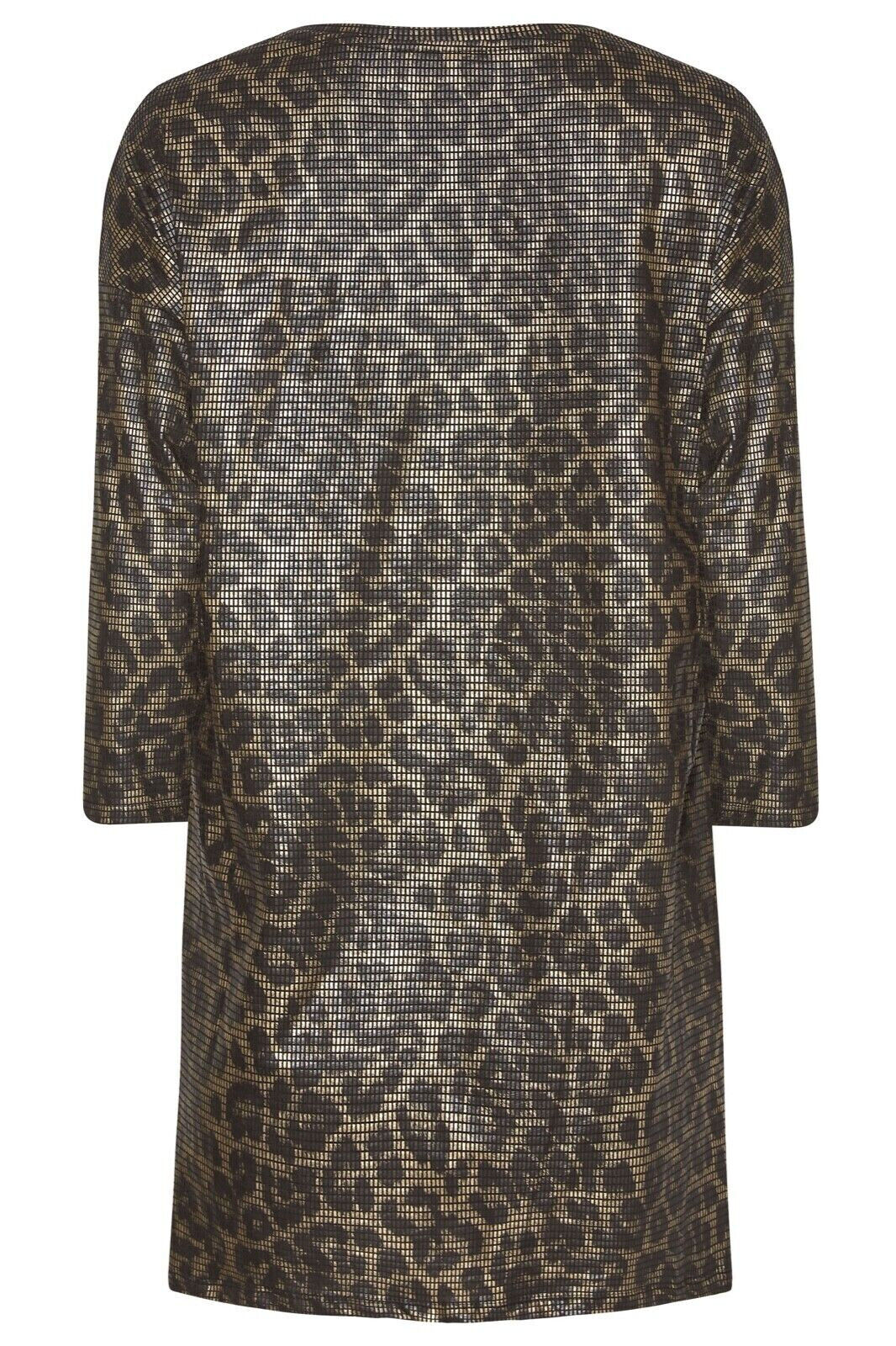 Long Tall Sally Black Leopard Foil Print T-shirt Size 14 *** SW23