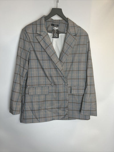 Quiz Womens Heritage Check Woven Grey/Blue Blazer - UK 10 **** Ref V215