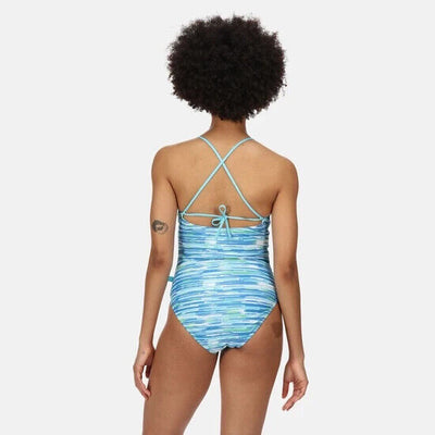 Regatta Halliday Halter Neck Blue Swimming Costume Size 16