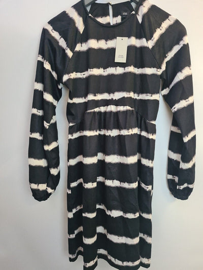 River Island Black Stripe Tie Dye Mini Dress Size 6 **** V220