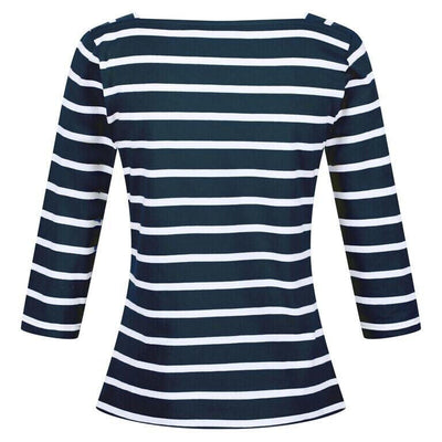 Regatta Ladies Polexia Square Neck Top Navy White Stripe Size 10 **** V13