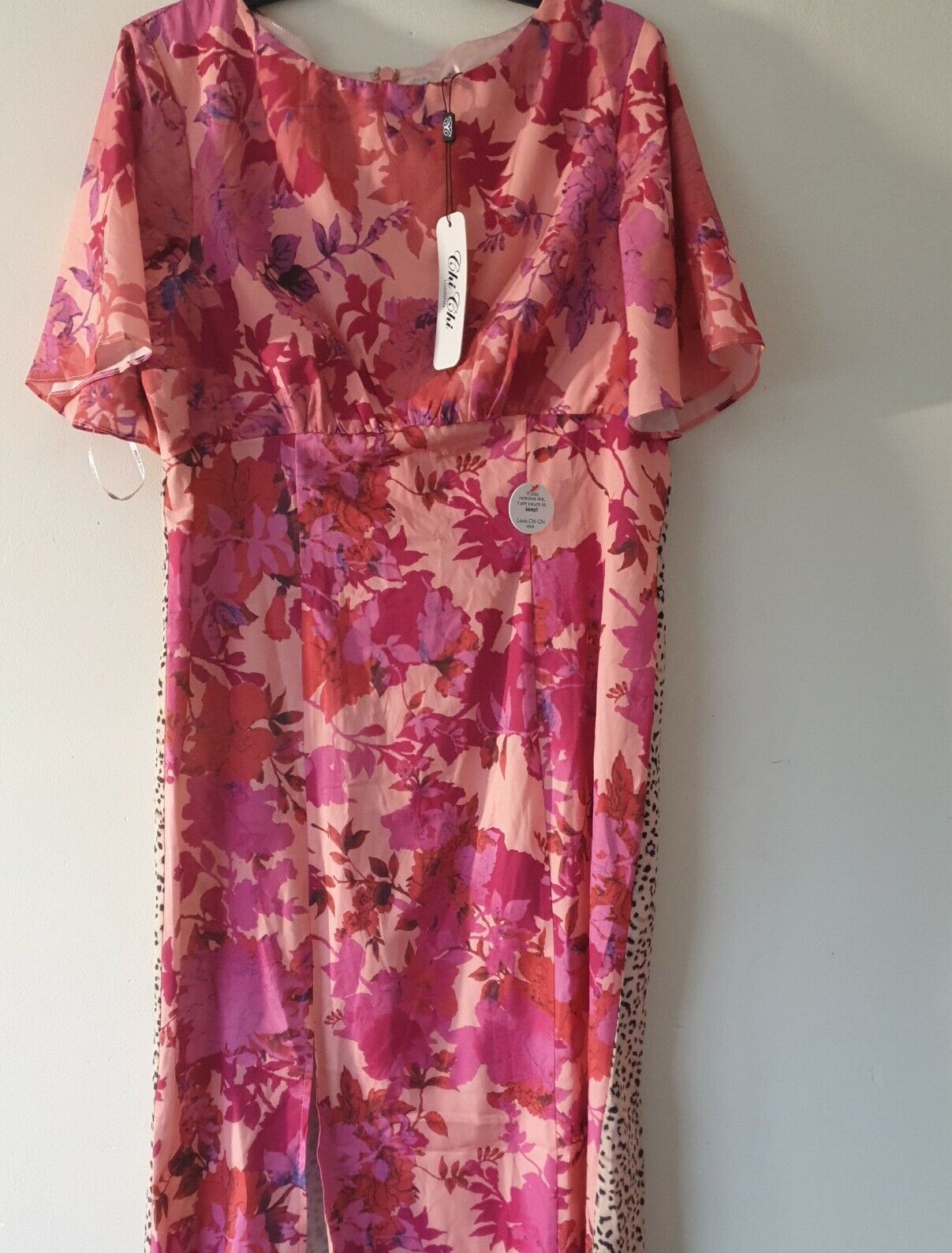Chi Chi London Floral And Animal Print Midi Day Dress Size 14 **** SW27