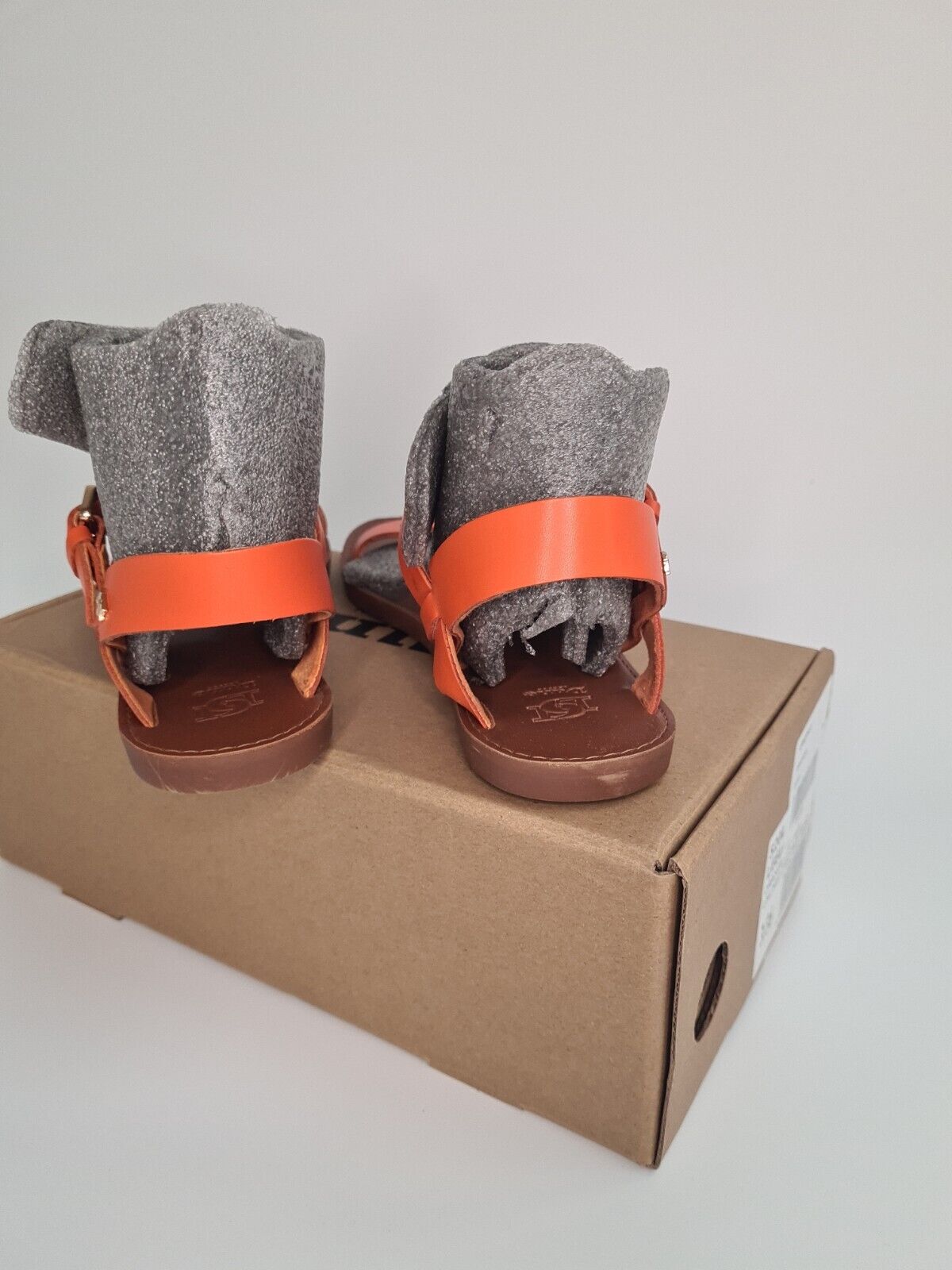 Dune London orange - Leather Unlined Two Part Sandal. UK 3 **** Ref VS1