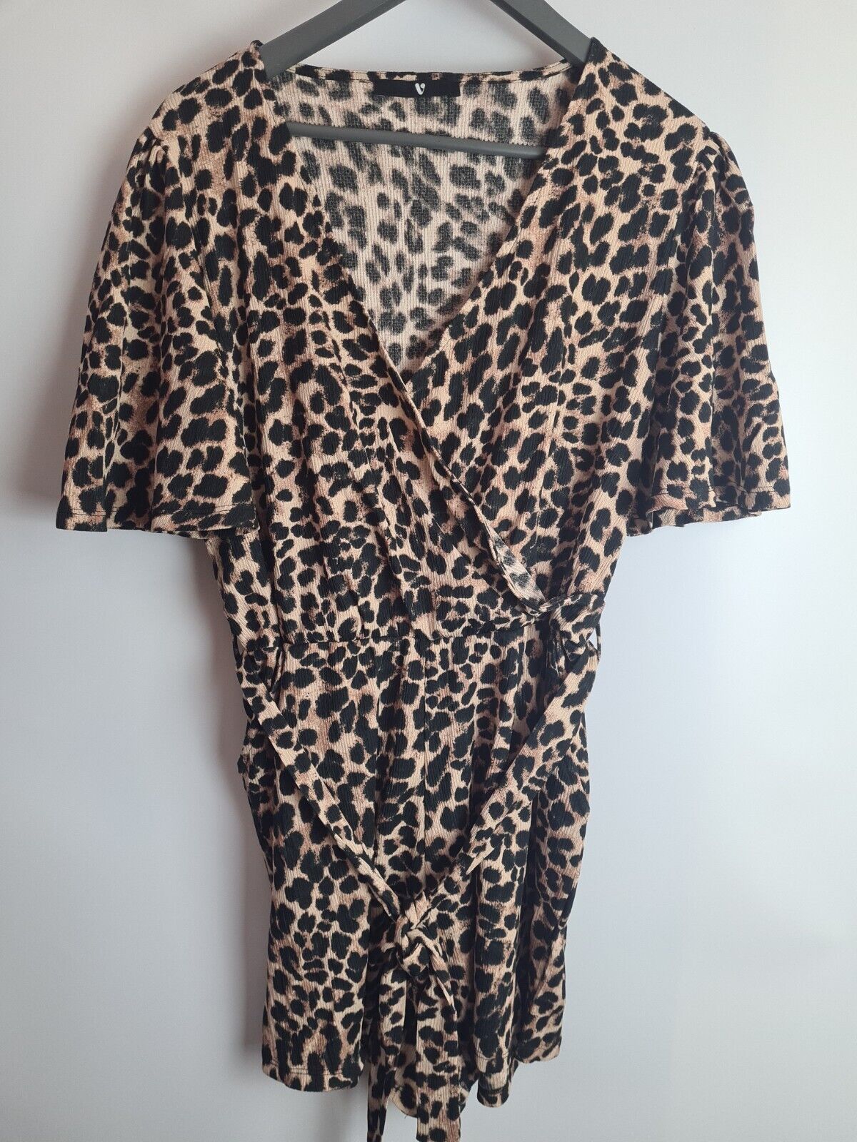 Womens Animal Print Belted Wrap Playsuit With Pockets Size 16 **** V310
