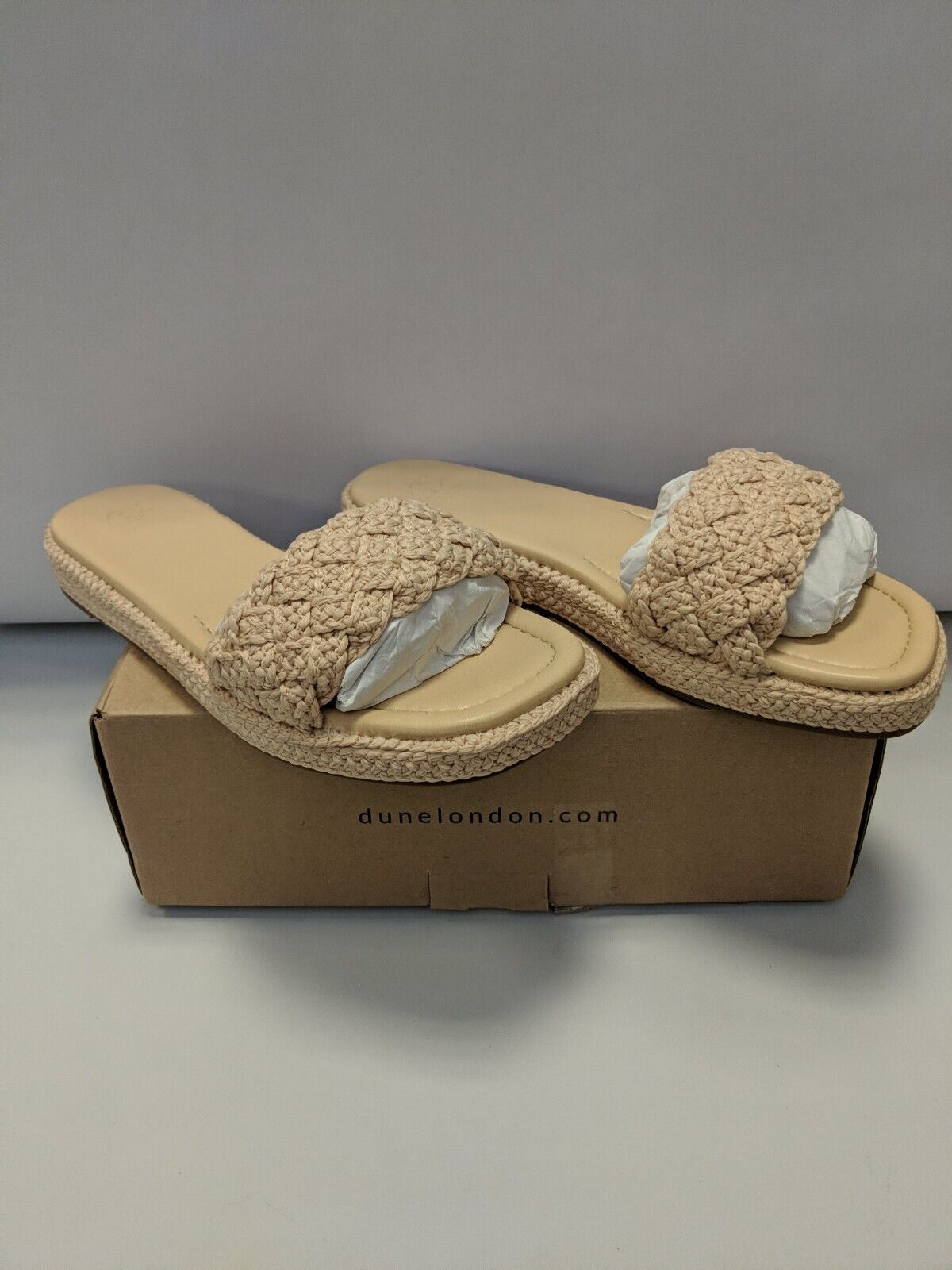 Dune London Crochet Slide Sandal. Natural . UK 7.****RefVS1