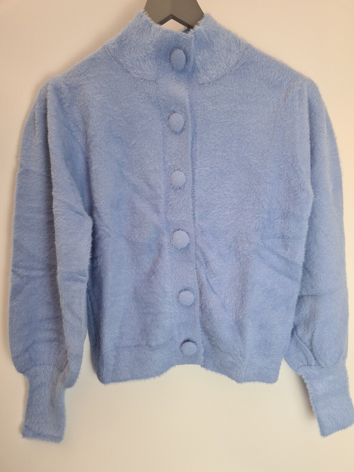 Michelle Keegan Blue Eyelash Button Up Cardigan Size Small **** V278