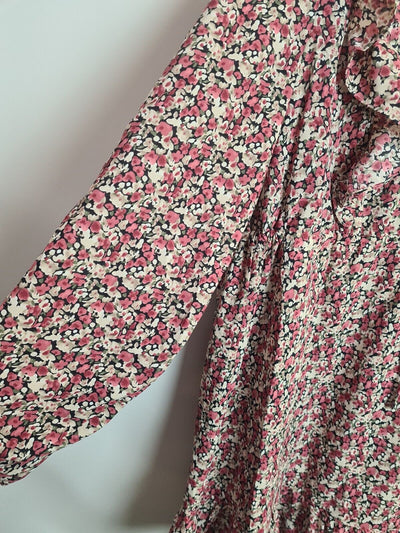 In The Style Jac Jossa Pink Floral Print High Neck Mini Dress Size 26 **** SW28