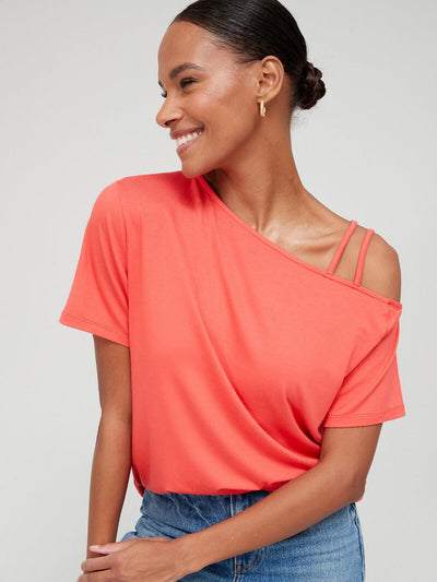 Coral Off The Shoulder Strap Detail Top Size 14 **** V524