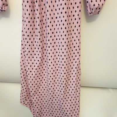 Chi Chi London Long Sleeve Polka-dot Midi Wrap Dress Pink Uk8****Ref V40