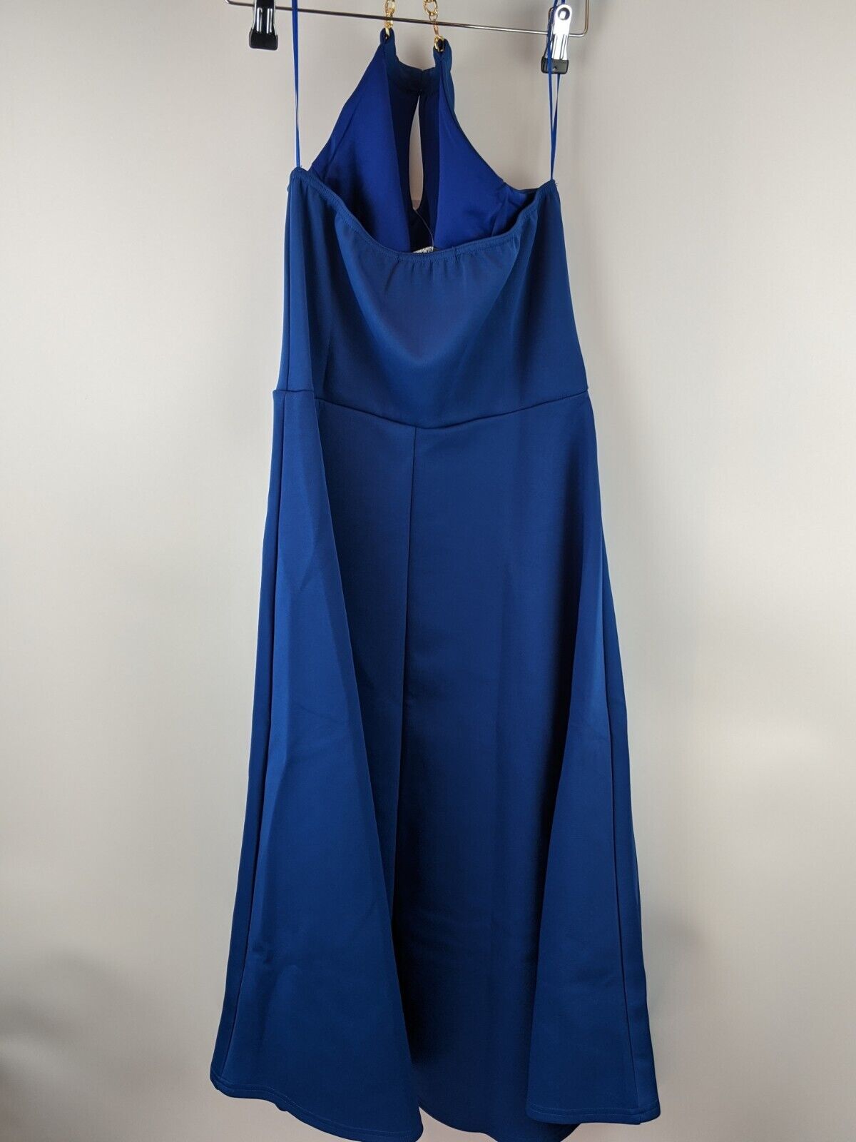 Quiz Blue Scuba Keyhole Chain Detail Dip Hem Dress Size 12.