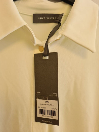 Mint Velvet Jersey Detail Cuff Shirt Cream Size S Ref****V506