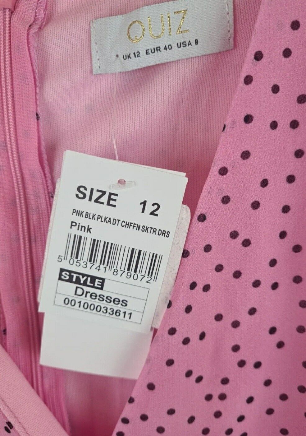 Quiz Polka-dot Skater Dress- Pink. Uk12****Ref V574