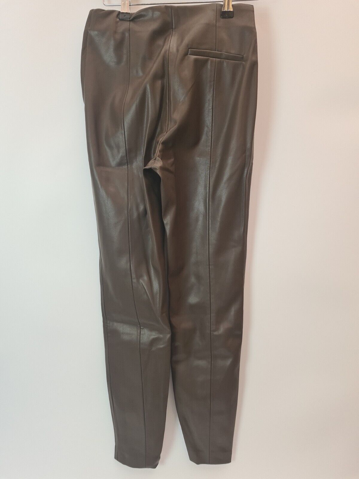 Mango Leather Effect Leggings With Split Hems Brown Size XSmall Womens **** V27