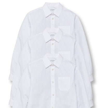 Boys 3 Pack Long Sleeve Shirts - White.UK 12/13 Years **** Ref V353