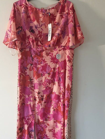 Chi Chi London Floral And Animal Print Midi Day Dress Size 12 **** V213