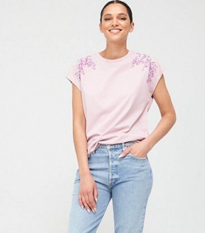 Embellished Tshirt Blush Uk22****Ref V411