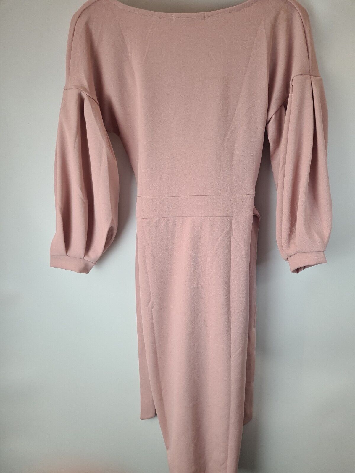 Quiz Blush Scuba Crepe 3/4 Sleeve Wrap Midi Dress Size 12  **** V374