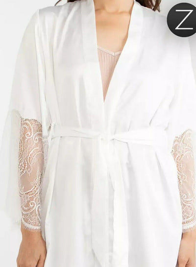 Hunkemoller Kimono Satin Lace Bride White XL/2XL****Ref V505