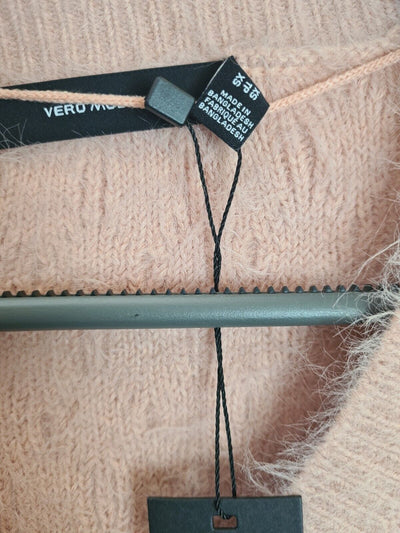 Vero Moda V-Neck Fluffy Knit Pink Jumper. UK Size XSmall
