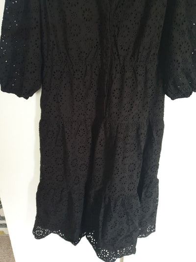 Michelle Keegan Black Button Through Dress UK 14.