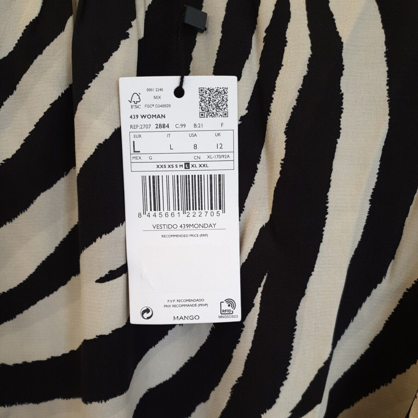 MNG Womens Black Zebra Print Dress Uk12****Ref V278