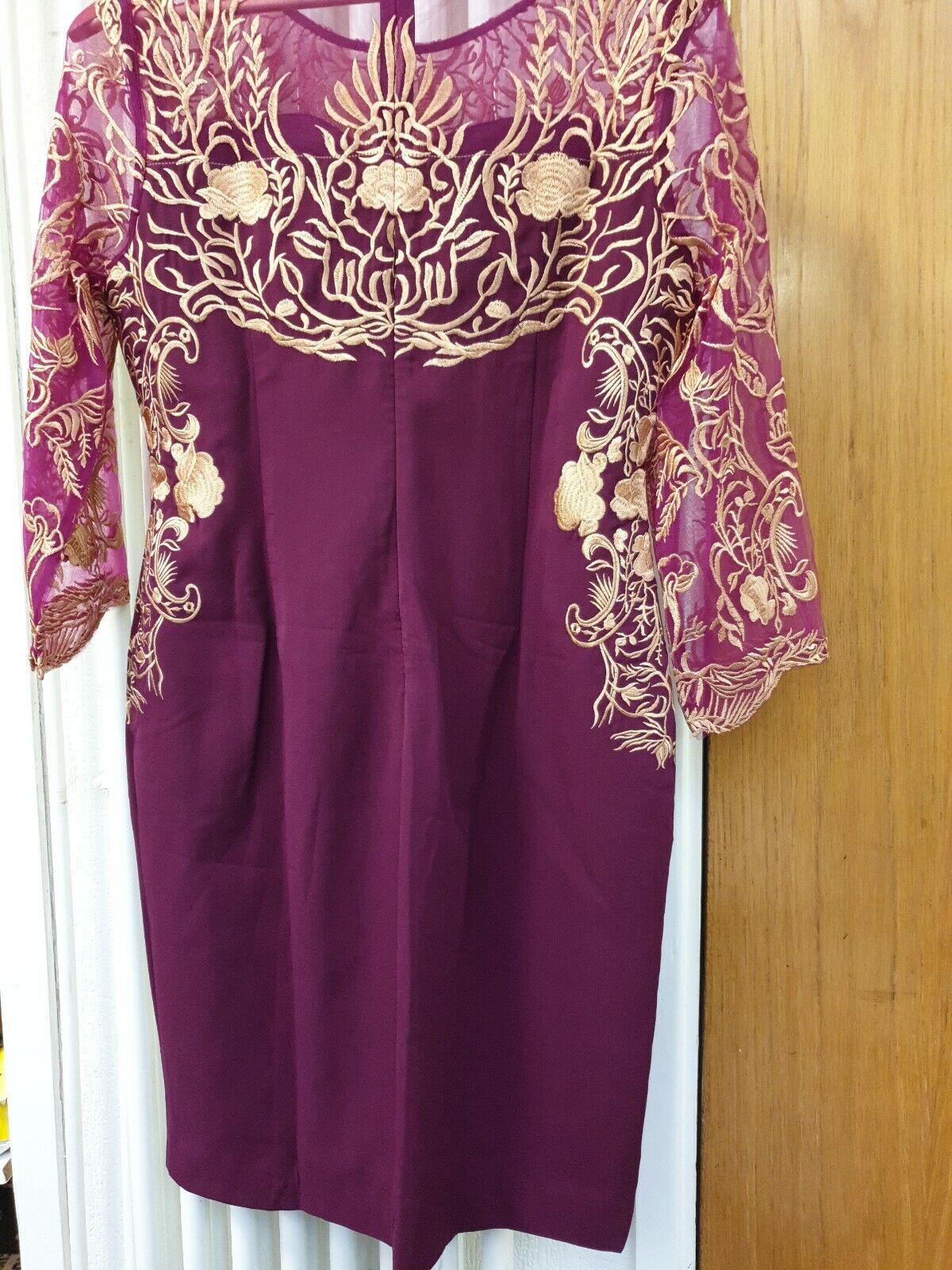 Lanelle Purple Gold Embroidered Slit Mini Dress  Size XXL RefA7