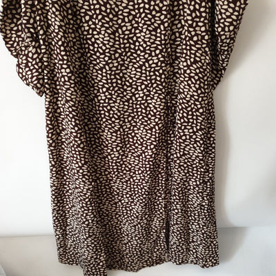 AX Paris Brown Printed Puff Sleeve Cuff Midi Dress Size 12****Ref V349