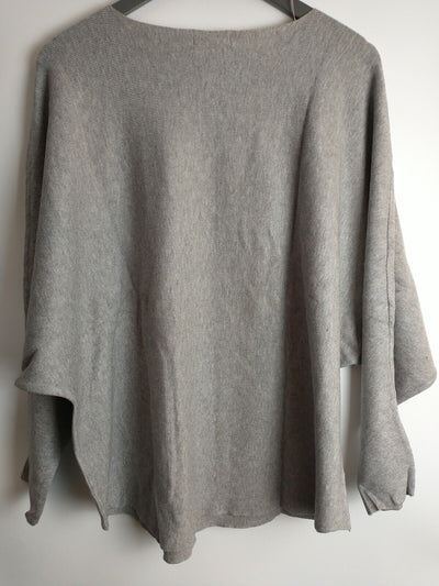 Quiz Curve Grey Light Knit Diamante Drop Batwing Jumper Size 22 **** V138