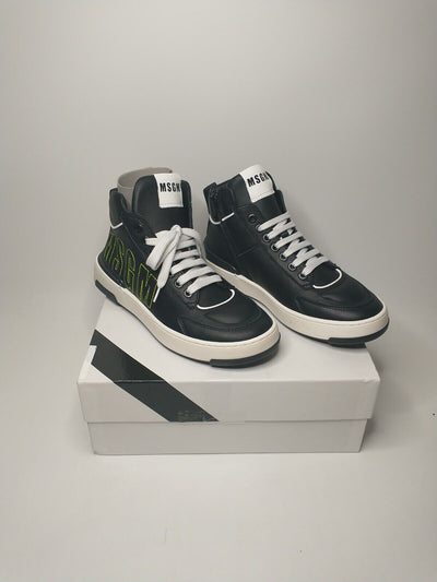 MSGM High Top Leather Trainers- Black. UK 4 ****Ref VS2