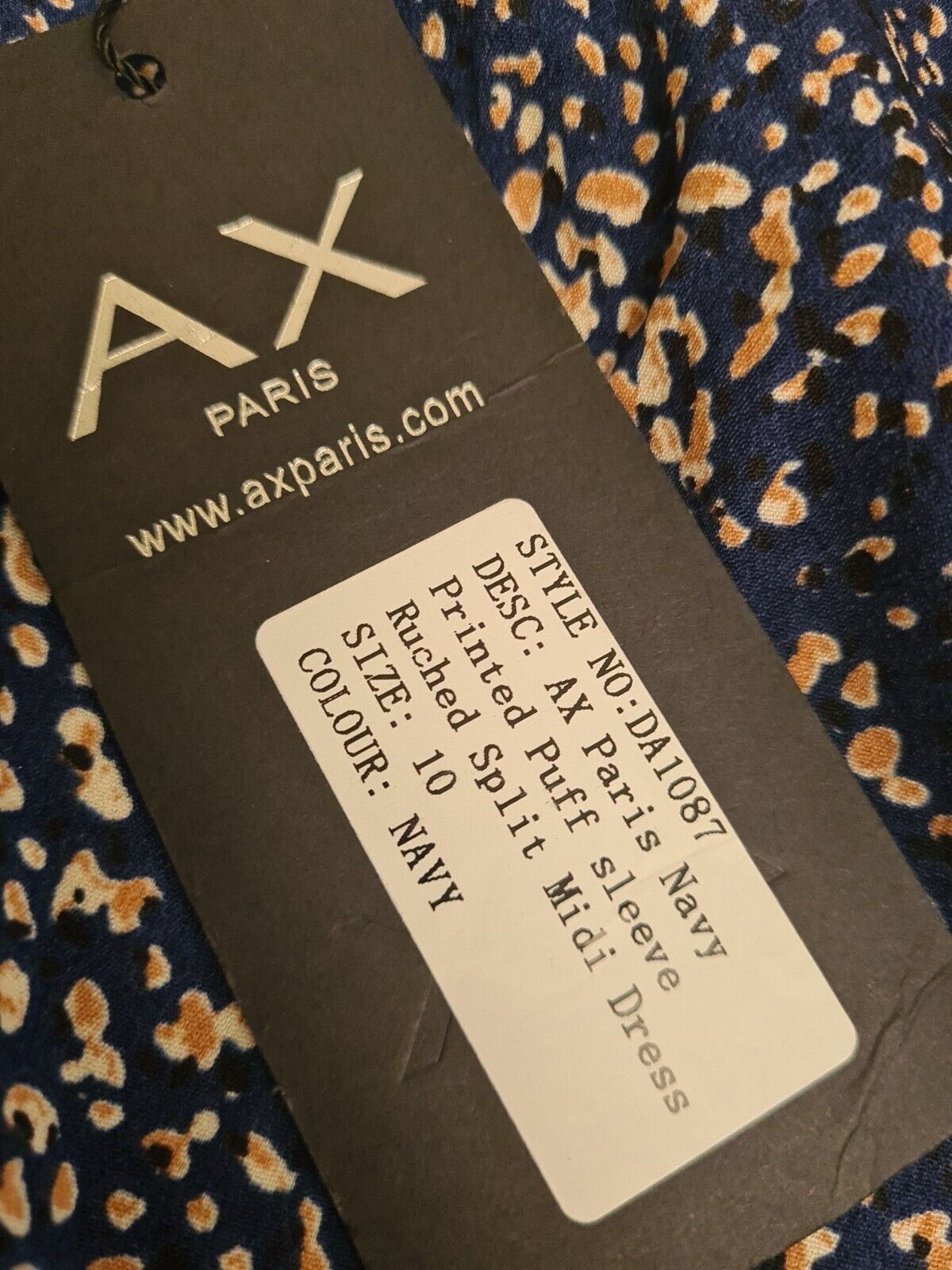 AX PARIS Navy Printed Split Leg Midi Dress Size 10