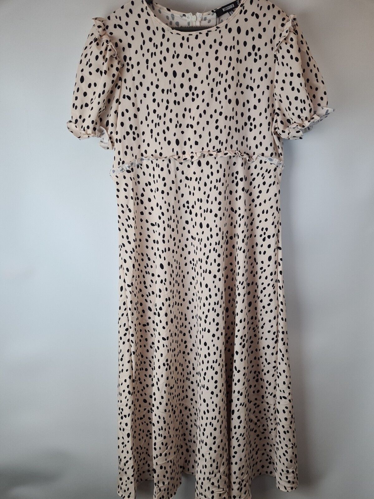 Missguided Ss Ruffle Midaxi Smock Dalmatian Dress Size 12 **** V30