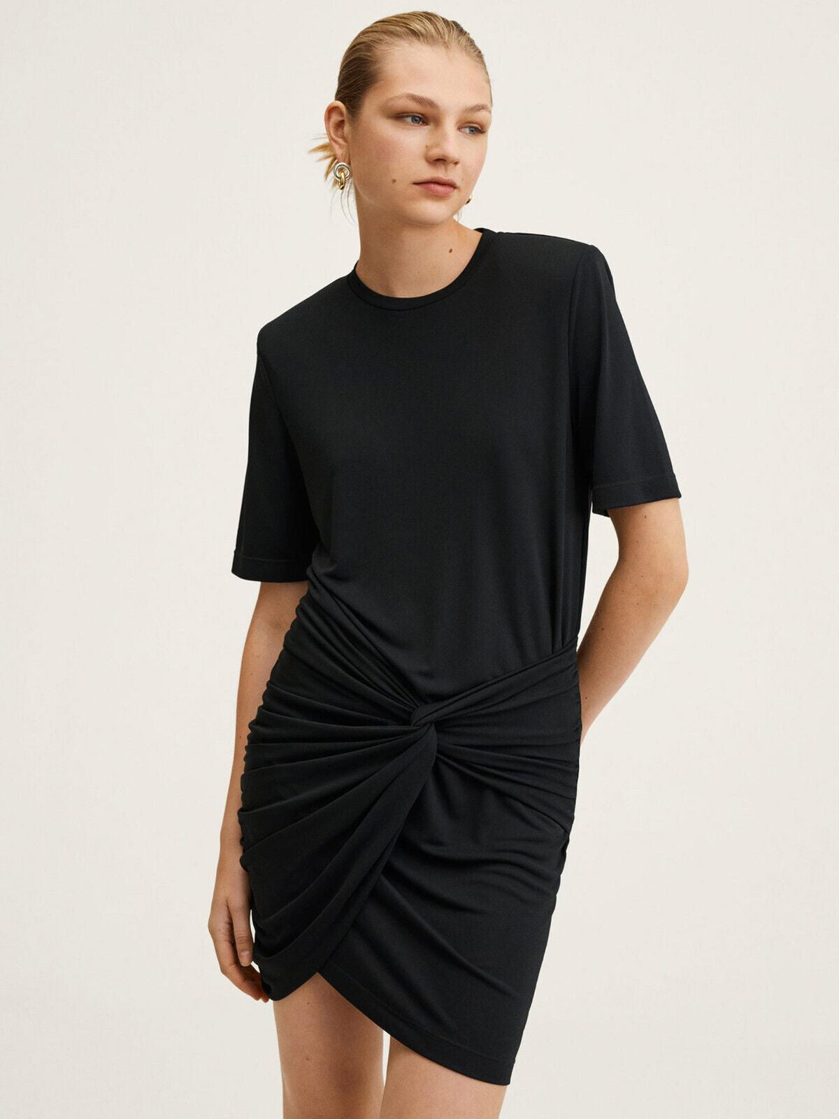 Mango Wrap Black Skirt T-Shirt Dress Size XS **** V459