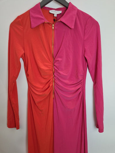 Never Fully Dressed Pink And Orange Colour Block Dress Size UK 10