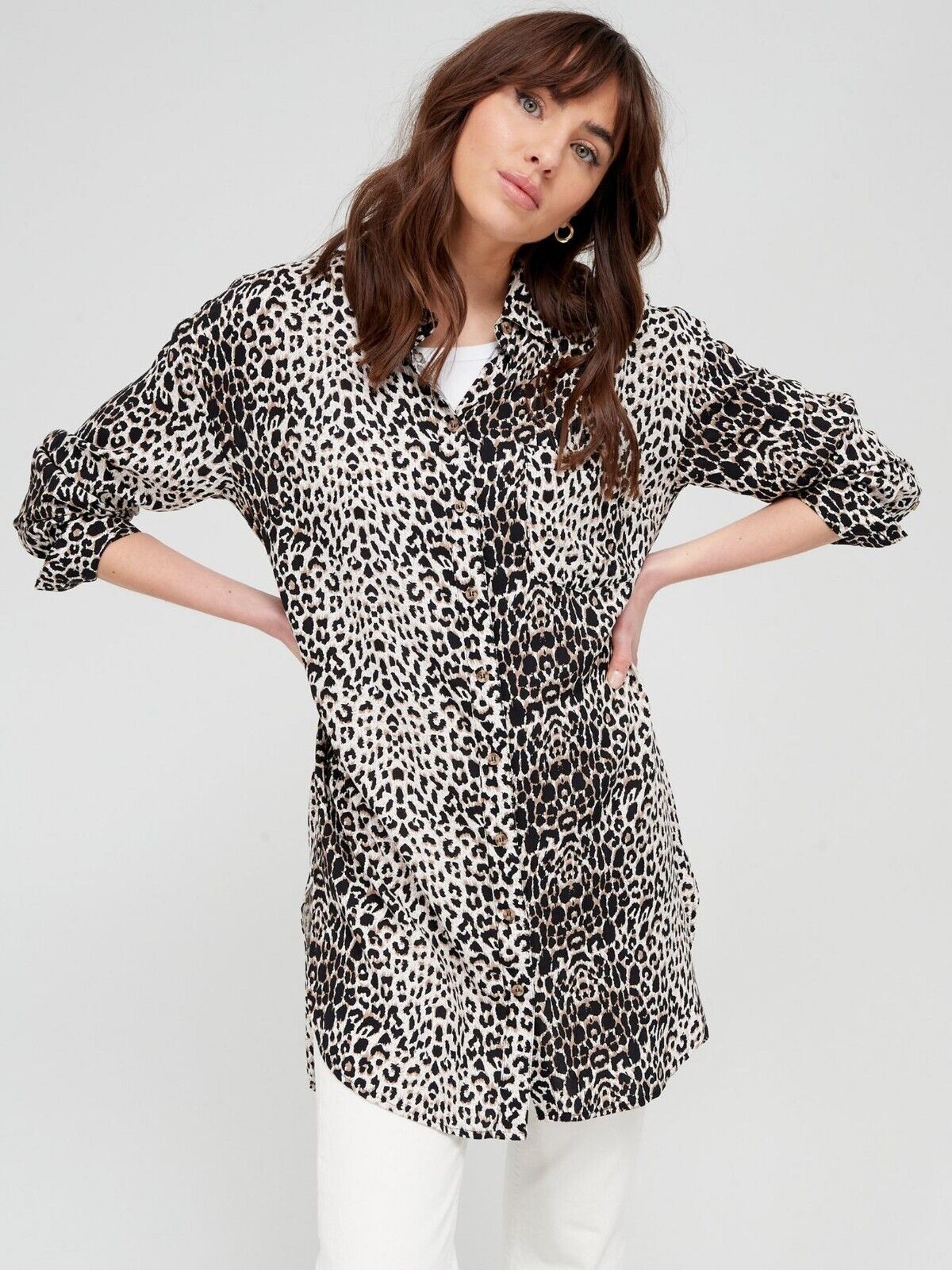 Womens Longline Shirt - Leopard Print. UK 10 **** SW11