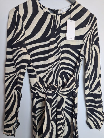 Mango Tie Front Zebra Print Mini Dress ' Monday ' Size 8 **** V140