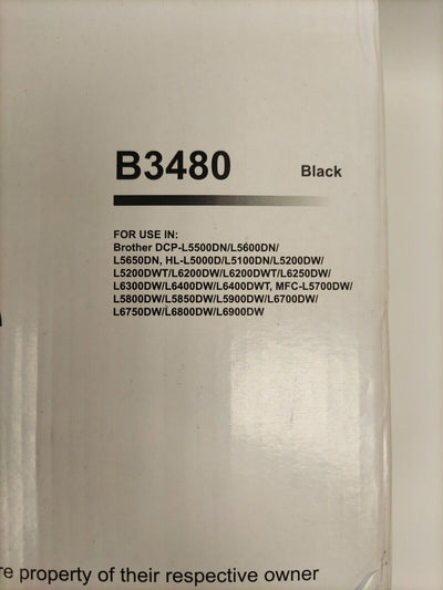 Compatible Laser Toner Cartridge B3480 Black - For Brother Printer. #T1