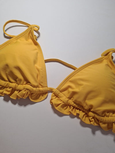 River Island Orange/Yellow Frill Triangle Bikini Top Size 10 **** V82