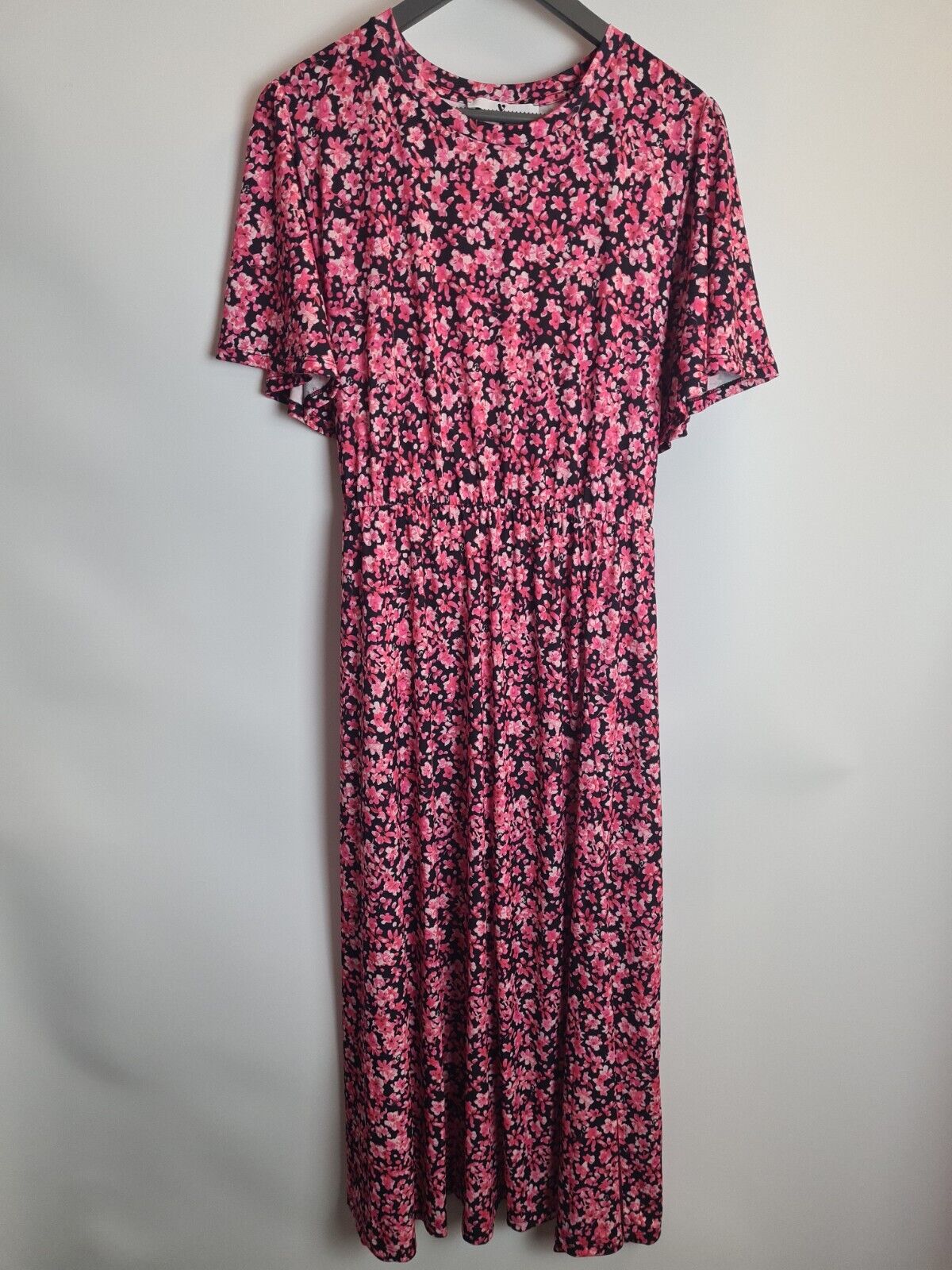 Womens Pink Floral Long Maxi Split Dress Size 20 **** V265