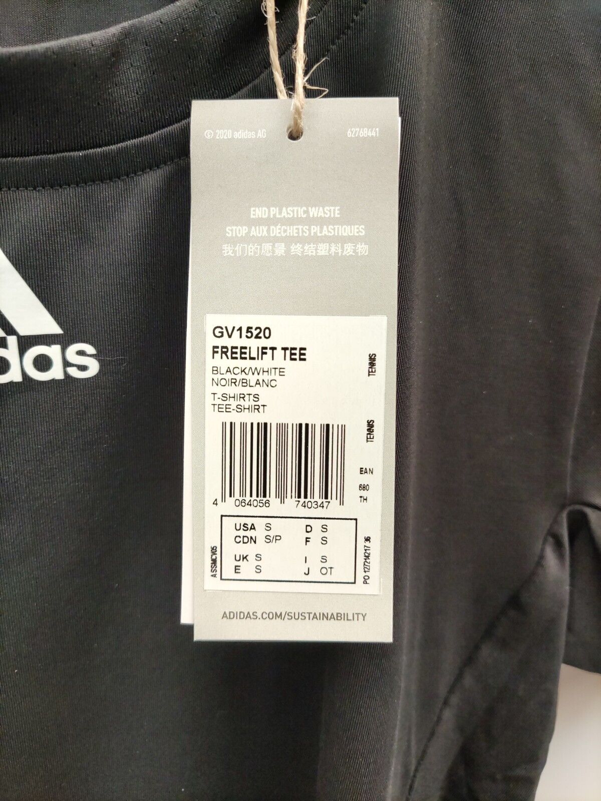 Adidas Tennis Freelift T-shirt. Black. UK Size S. ****V27