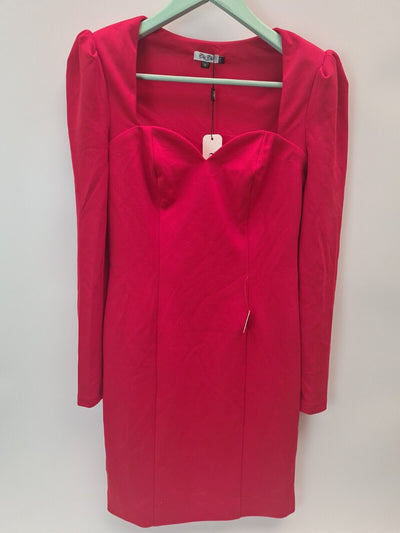 Chi Chi London Bodycon Party Dress. Long Sleeve. Red. Size UK 10 **** V314