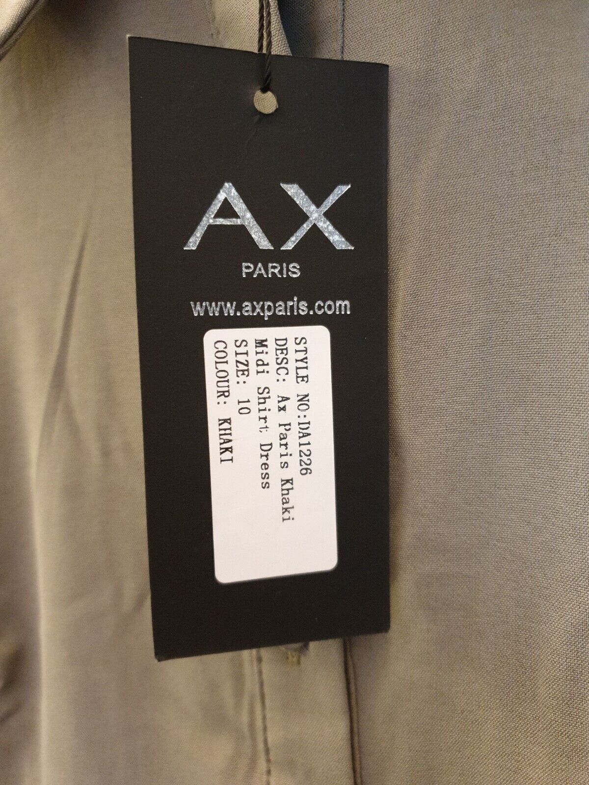 AX Paris Khaki Midi Shirt Dress Size 10****Ref V364