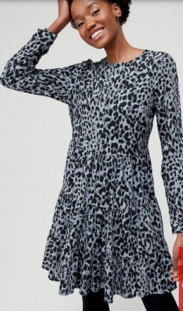 tiered dress Animal Print Grey Uk14****Ref V412