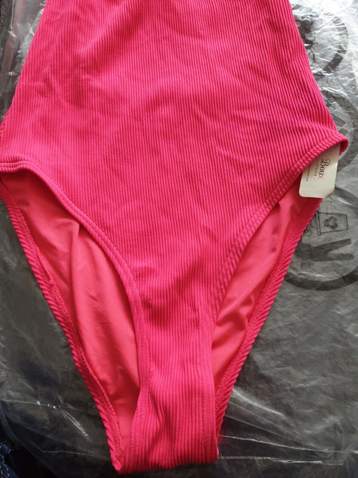 boux avenue Neon Coral Miami Rib Swimsuit Uk10 Ref R16